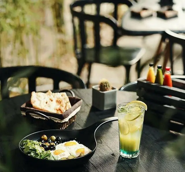 تجربه صبحانه ای دلچسب در کافه هاگ: تخم مرغ، زیتون، سبزیجات تازه، نان و نوشیدنی خنک لیمو. محیطی آرام و دلپذیر برای لحظات خاص.