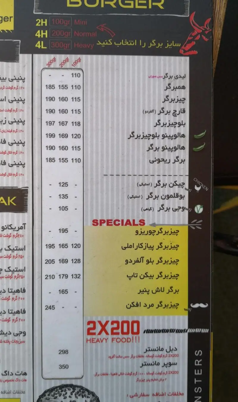 منوی فست فود آفرود گریل با انواع برگرها شامل همبرگر، چیزبرگر و چیکن. انتخاب سایز ۱۰۰، ۲۰۰، ۳۰۰ گرمی با قیمت و لیست برگرهای ویژه.