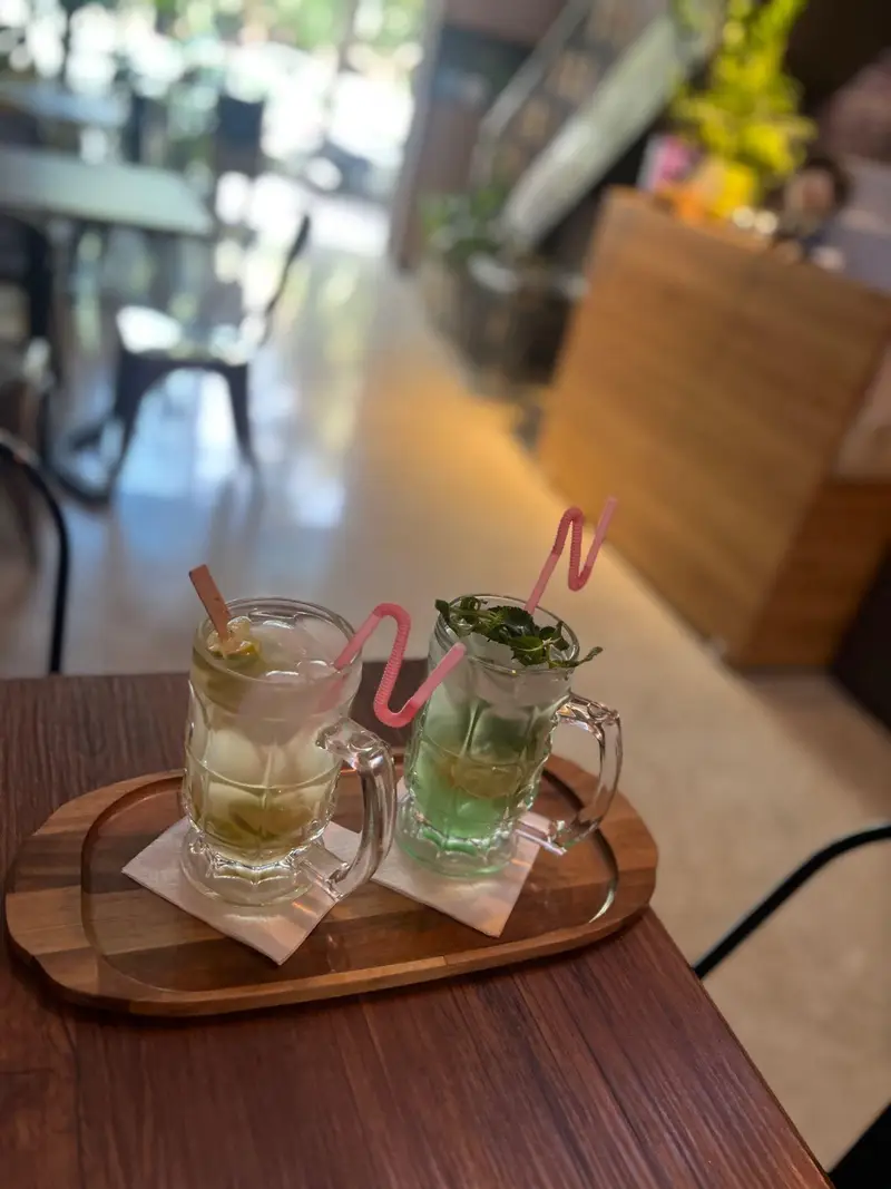 نوشیدنی‌های خنک و گوارای کافه پارس، شامل موهیتو و نوشیدنی‌های میوه‌ای در فضایی دلنشین و آرامش‌بخش برای مشتریان.