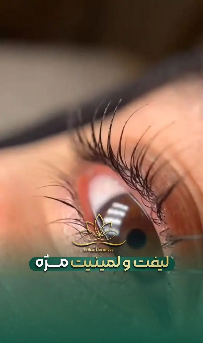 خدمات حرفه‌ای لیفت و لمینیت مژه برای تقویت، فر کردن و مشکی‌تر شدن مژه‌های طبیعی در سالن زیبایی لوتوس بیوتی