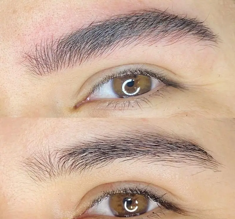 نمایش قبل و بعد لیفت و لمینیت ابرو و مژه در نسیم زند، متخصص خدمات زیبایی و آرایش دائم