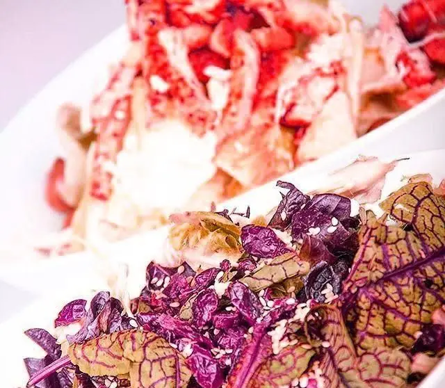 پیش غذاهای متنوع و خوشمزه در کافی شاپ ویونا پلاس، شامل سالاد رنگی و غذای دریایی تازه برای تجربه ای لذت بخش.