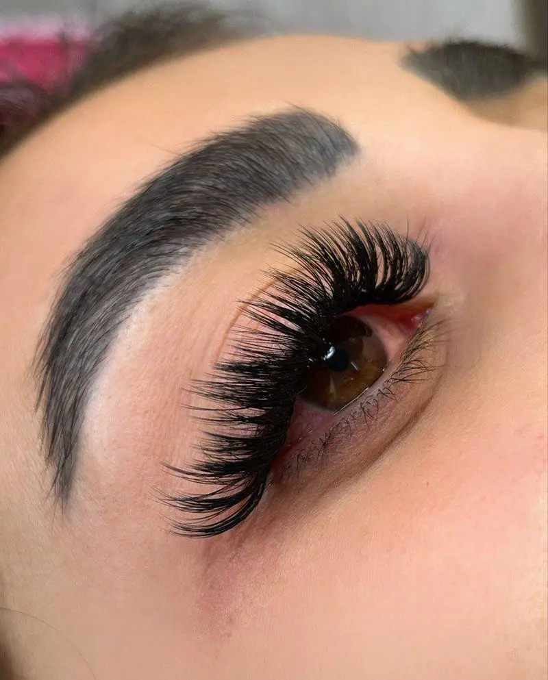 نمونه کار حرفهای کاشت و اکستنشن مژه والیوم پرپشت و بلند مشکی به همراه لیفت ابروهای مرتب و طبیعی برای خانمها