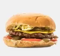 چیزبرگر لذیذ و پرطرفدار پیتزا آریو با نان کنجدی، گوشت مرغوب، پنیر آب شده، کاهو و گوجه فرنگی تازه، مناسب سفارش آنلاین.