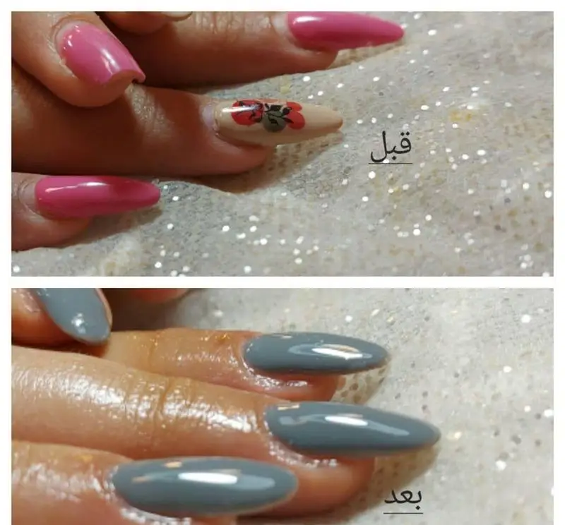 خدمات تخصصی ناخن حدیث: مقایسه طرح ناخن قبل و بعد از اجرای حرفهای.💅✨