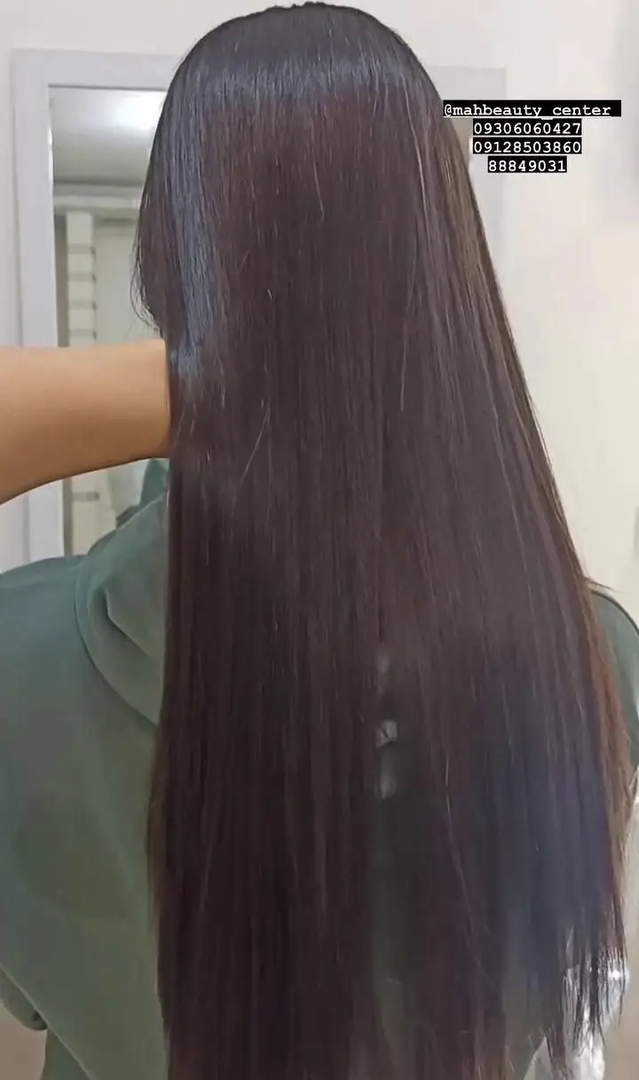 نمونه کار کراتینه و احیای موهای بلند و آسیبدیده با ماندگاری بالا و ایجاد ظاهری کاملاً صاف، لخت و درخشان در مرکز تخصصی زیبایی
