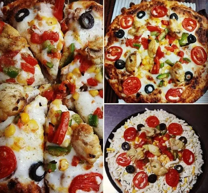 پیتزاهای متنوع و خوش طعم فست فود بهنام: از پیتزا مرغ و سبزیجات تازه تا مواد اولیه با کیفیت بالا و آماده پخت.