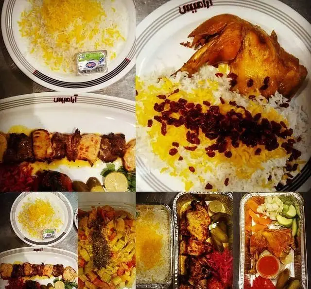 رستوران آرامیس: مجموعه‌ای دلپذیر از غذاهای سنتی ایرانی؛ چلوکباب، زرشک پلو با مرغ، خورشت، برنج زعفرانی و مخلفات برای سرو در محل و بیرون‌بر.