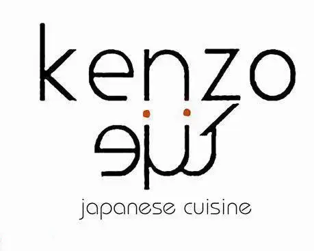 لوگوی جذاب رستوران کنزو، با نمایش نام Kenzo و کنزو فارسی، تاکید بر تخصص در غذای ژاپنی و آشپزی اصیل ژاپنی.