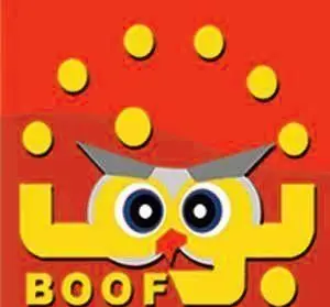 لوگوی بوف، نماد حساب کودک بانک شهر، با طرح جذاب جغد کارتونی برای خدمات بانکداری کودکان و نوجوانان در شعبه کاووسیه.