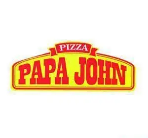 لوگوی رسمی پیتزا پاپاجان، یکی از برندهای برتر و محبوب در صنعت پیتزا، شامل متن "پیتزا پاپا جان" به رنگ قرمز بر روی زمینه زرد.