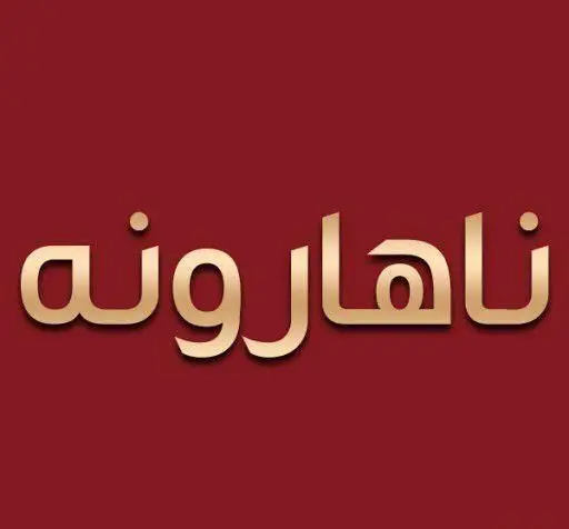 لوگوی "ناهارونه" با حروف طلایی براق روی زمینه قرمز. نشان‌دهنده یک کسب و کار موفق در زمینه تهیه و توزیع آنلاین غذا.