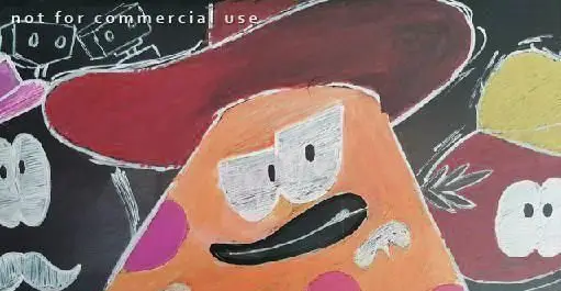 نقاشی خلاقانه و پر جنب و جوش از پیتزا سیب ۳۶۰، شامل یک تکه پیتزای کارتونی خندان با کلاه قرمز، در کنار چهره‌های جذاب دیگر.