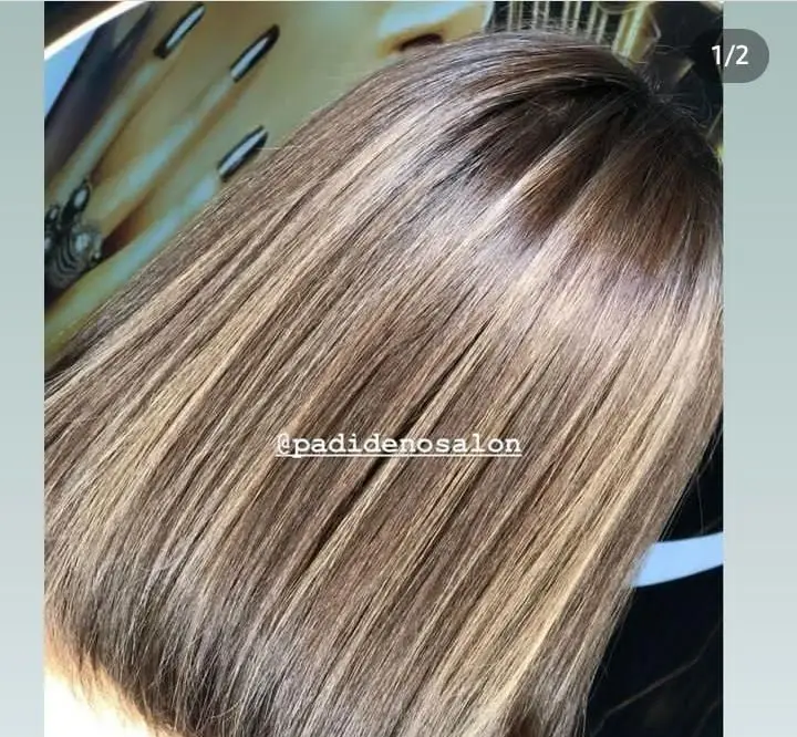 نمونه کار رنگ و لایت موی طبیعی و زیبا در سالن زیبایی پدیده نو. هایلایتهای جذاب و براق برای موهایی سالم و درخشان.