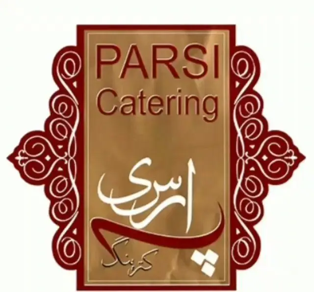 لوگوی رسمی کترینگ پارسی Parsi Catering با طراحی سنتی ایرانی، رنگهای طلایی و قرمز، مناسب برای سفارش غذای مجالس و رویدادها.