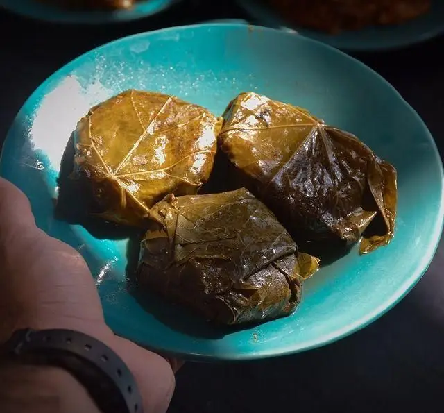 طعم بی‌نظیر دلمه برگ موی سنتی ایرانی در رستوران فلوت. سه دلمه بزرگ و آبدار، با اصالت و کیفیت بالا، آماده سرو لذت‌بخش.