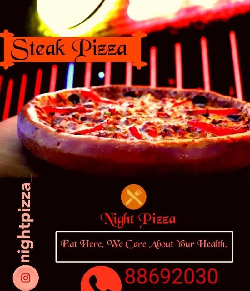 تصویر پیتزا استیک خوشمزه از پیتزا شب (Night Pizza) با شماره تماس 88692030 و اینستاگرام _nightpizza_. کیفیت و سلامت مشتریان اهمیت دارد.