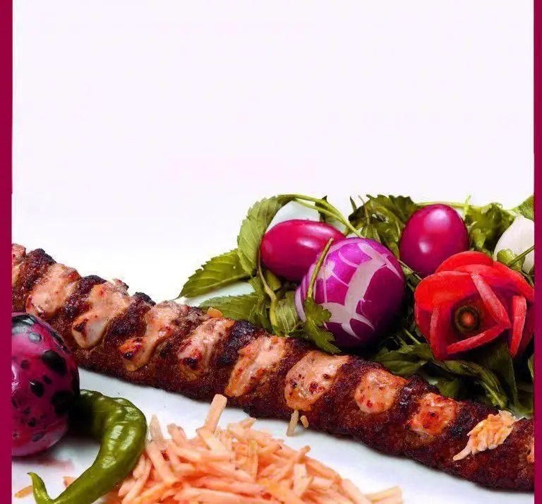 کباب ذغالی شالیز، سیخی از کباب لذیذ ایرانی با تزئین سبزیجات تازه، تربچه های رنگی و فلفل. تجربه طعمی بی نظیر.