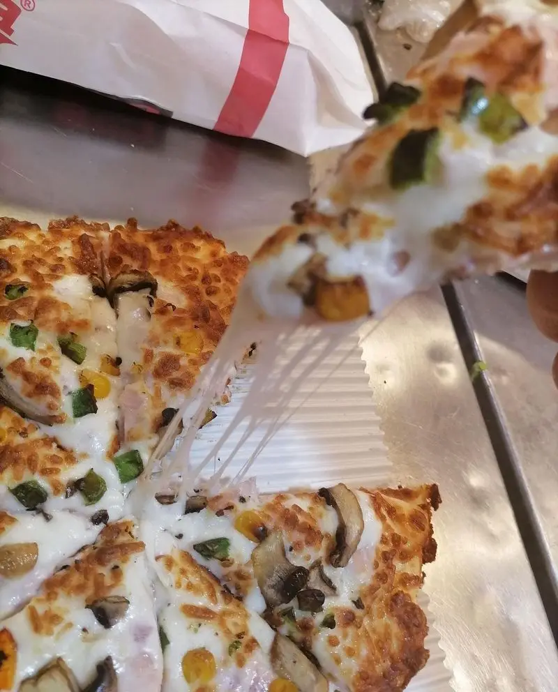 پیتزا ساندویچ هایلا با پنیر کشی، قارچ، فلفل دلمه و ذرت. لذت یک غذای فست فود عالی را در هایلا تجربه کنید.