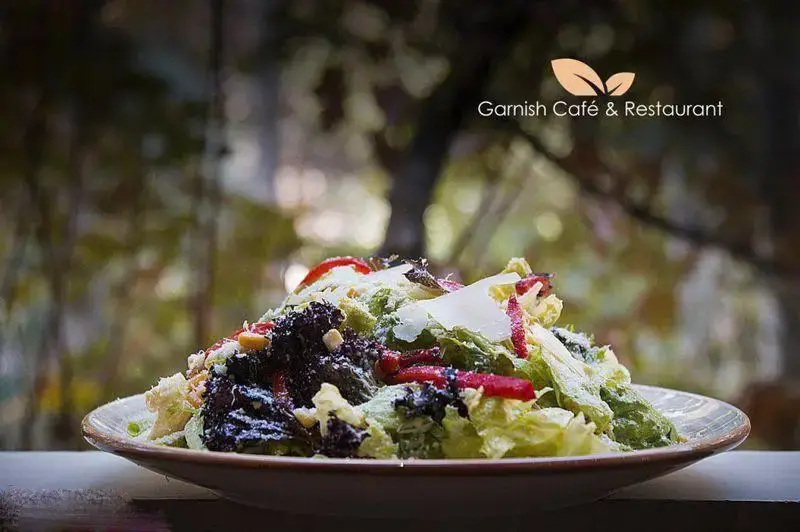 سالاد متنوع و جذاب کافه رستوران گارنیش، نمایانگر کیفیت و طعم عالی غذاهای این رستوران در فضایی دلنشین و سرسبز.