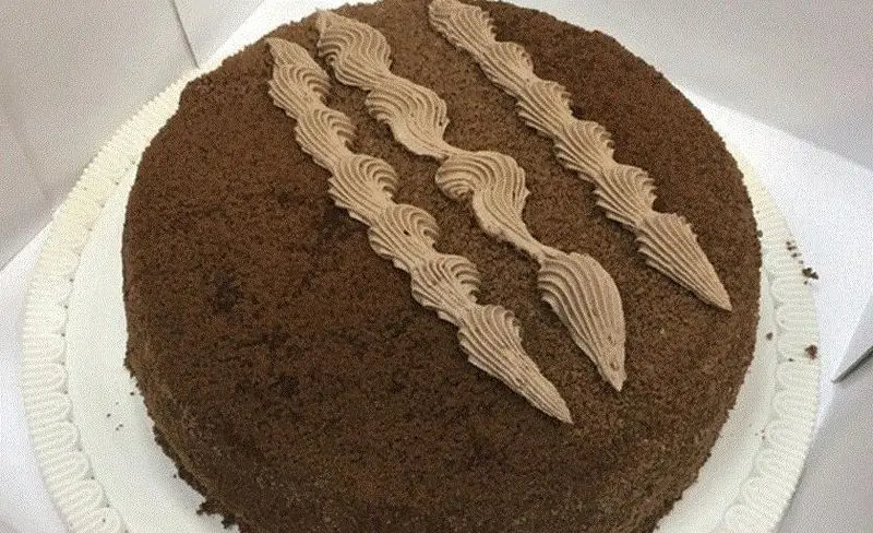 کیک شکلاتی بی بی، یک کیک تولد یا مناسبتی جذاب با ترافل شکلاتی فراوان و طرح‌های خامه شیک روی سطح آن.