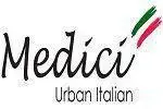 لوگوی رستوران ایتالیایی مدیچی، "Urban Italian" با رنگ‌های پرچم ایتالیا. تجربه غذای اصیل ایتالیایی، پیتزا و پاستا در فضایی دلنشین.