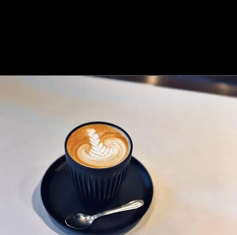 لته آرت چشم‌نواز و حرفه‌ای در فنجان مشکی علی کافه؛ قهوه‌ای خاص با طرح برگ ظریف، ایده‌آل برای عاشقان قهوه و اسپرسو.