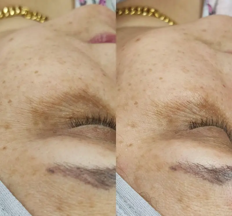 نمونه کار اکستنشن مژه و طراحی ابرو در سالن زیبایی رویا، قبل و بعد از خدمات برای داشتن چشمانی گیرا و جذاب.