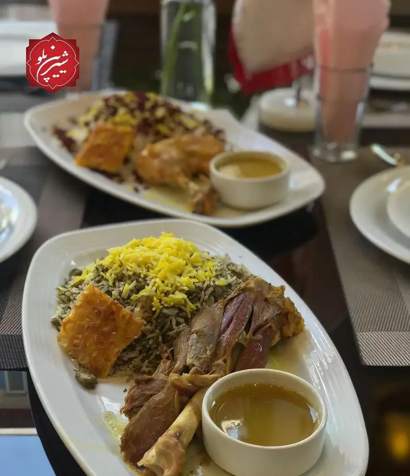 رستوران شیرین پلو: تصویری از باقالی پلو با گردن لذیذ، ته دیگ طلایی و شیرین پلو با مرغ در محیطی دلنشین. بهترین غذای ایرانی.