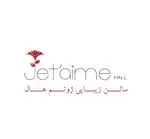 لوگوی رسمی سالن زیبایی ژوتم هال، با عنوان Jet'aime HALL و تصویر گل قرمز، ارائه‌دهنده بهترین خدمات آرایش و زیبایی.
