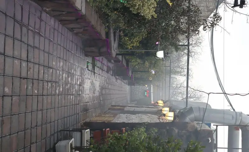 فضای باز و دنج باغچه رستوران ونوس شهران با مسیر سنگفرش خیس و نورپردازی دلنشین، آماده استقبال از مهمانان است.