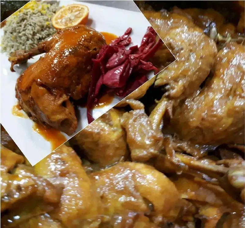 سبزی پلو با مرغ مجلسی و ترشی کلم از کافه رستوران برج آزادی. غذای اصیل ایرانی خوش پخت و لذیذ برای تجربه ای عالی.