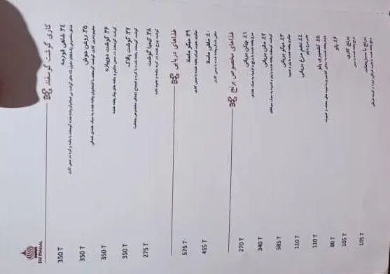 منوی کامل رستوران تاج محل شامل لیست غذاهای اصیل هندی: انواع بریانی، کاری‌های گوشت گوسفند و مرغ، غذاهای دریایی و پلو.