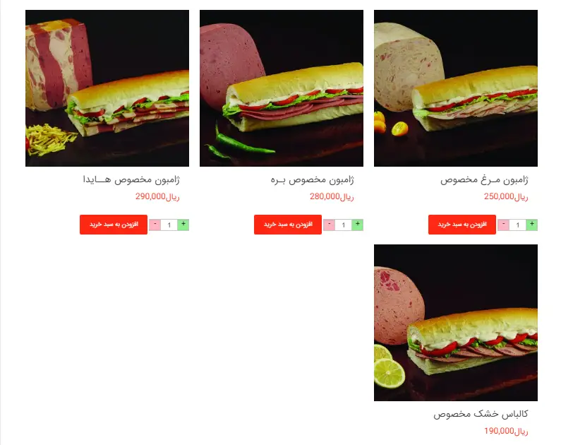 مجموعه ساندویچ‌های لذیذ هایدا هروی شامل ژامبون مخصوص (هایدا، بره، مرغ) و کالباس خشک تازه و خوش‌طعم.