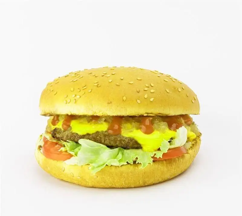 برگر لذیذ برگر گام برگر با نان کنجدی، پنیر آب شده، سس کچاپ، پیاز کاراملی، کاهو و گوجه تازه. انتخابی عالی برای دوستداران فست فود.