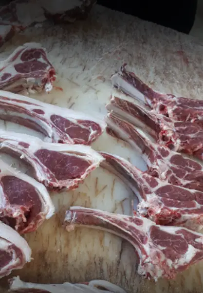 برش‌های گوشت تازه گوسفندی برای کباب‌های اصیل رستوران فرخ سرو. آماده‌سازی دنده کباب و شیشلیک با کیفیت ممتاز.