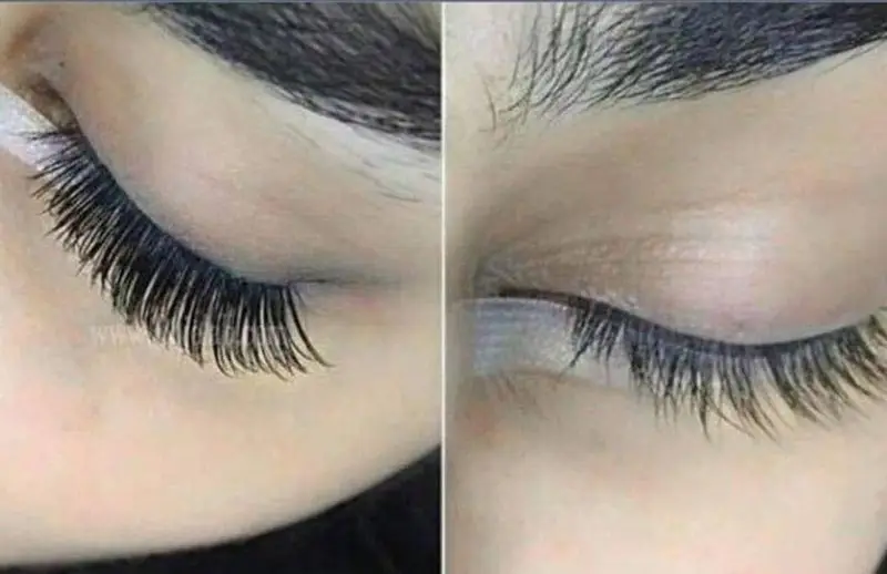 عکس قبل و بعد اکستنشن مژه والیوم روسی مشکی و پرپشت به صورت تار به تار و کاملاً طبیعی در سالن زیبایی تخصصی مژه تهران
