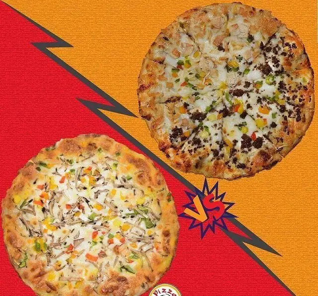 تصویری جذاب از دو پیتزای متفاوت فست فود زنجیره ای پیانو. پیتزا سبزیجات تازه در مقابل پیتزا مرغ و گوشت لذیذ، کدام را انتخاب می کنید؟
